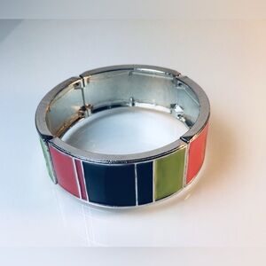 Vintage Navy Pink Green Purple Enamel Stretch Bracelet
